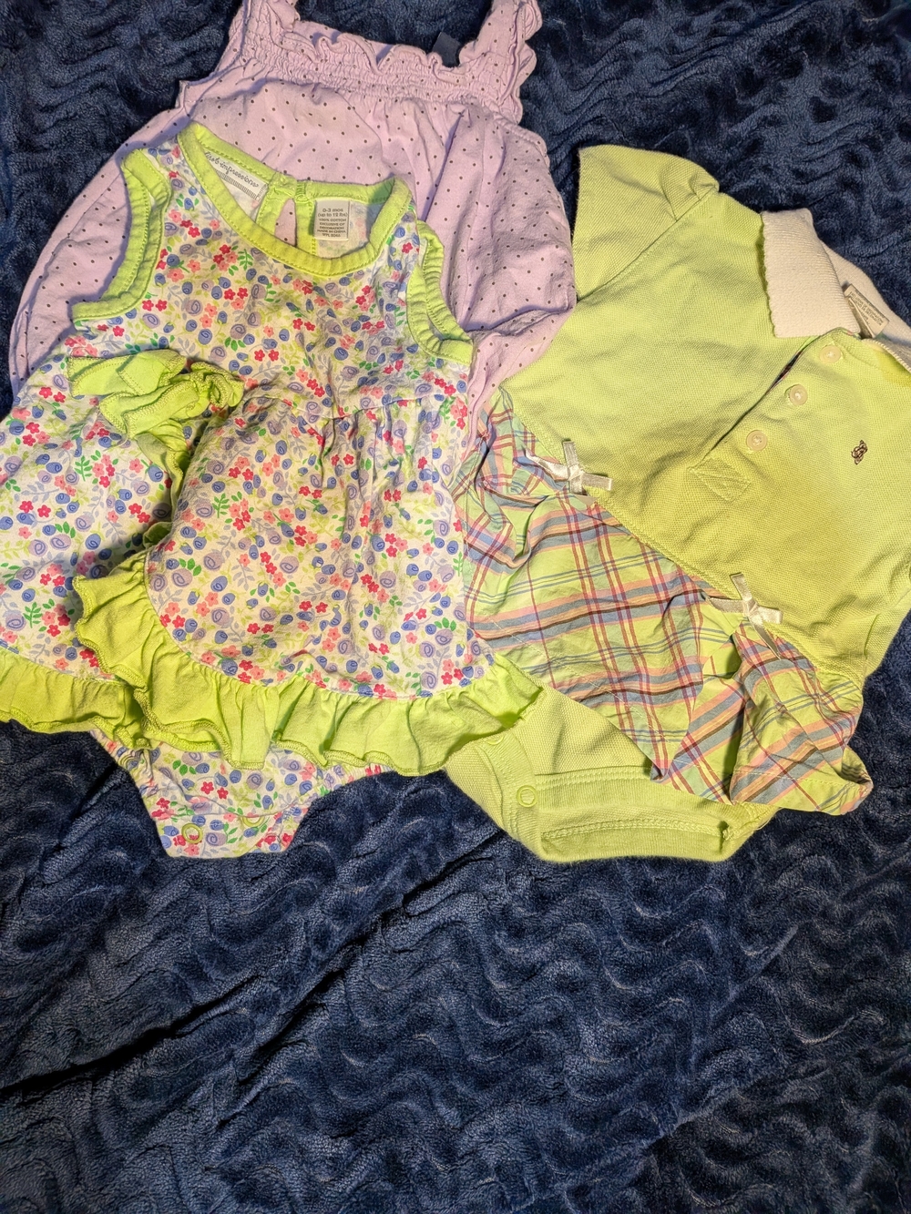 Assorted Baby Girl Rompers in Lime Green & Lavender